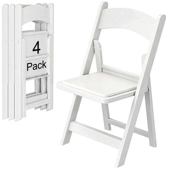 TLSUNNY 4 Pack Resin Folding Chairs with Padded Seats, Foldable Chair for Events Indoor/Outdoor, Parties, Weddings, Garden and Patio, 1000 lbs Capacity