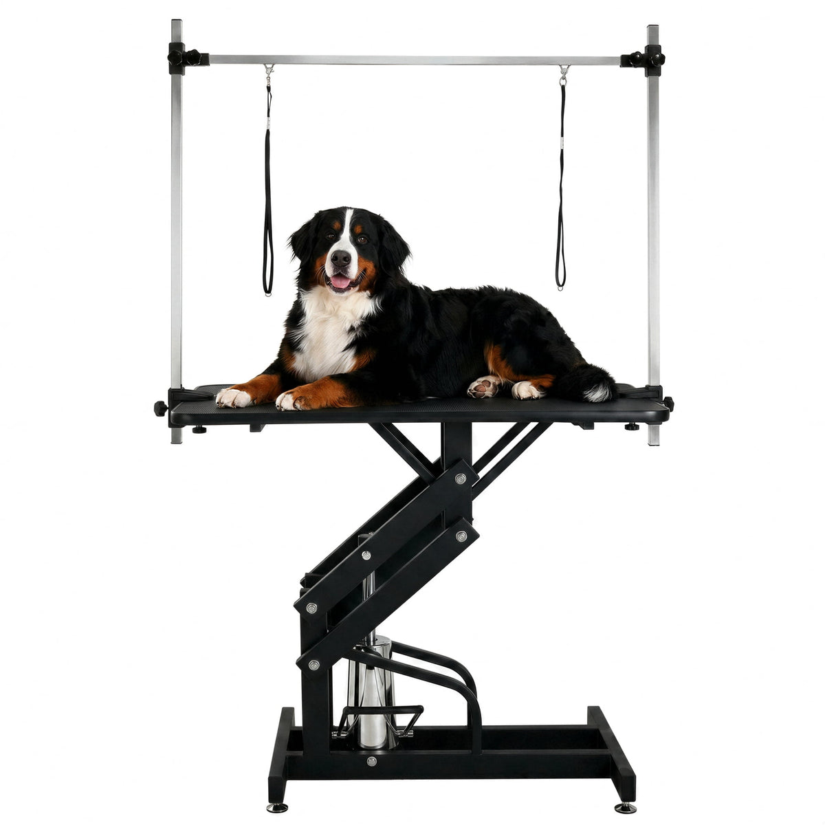 TLSUNNY 42.4'' Hydraulic Pet Dog Grooming Table for Dogs & Cats, 21"- 35" Height Adjustable Heavy Duty, Adjustable Overhead Arm & Noose, Non-Slip Top, 350 LBS