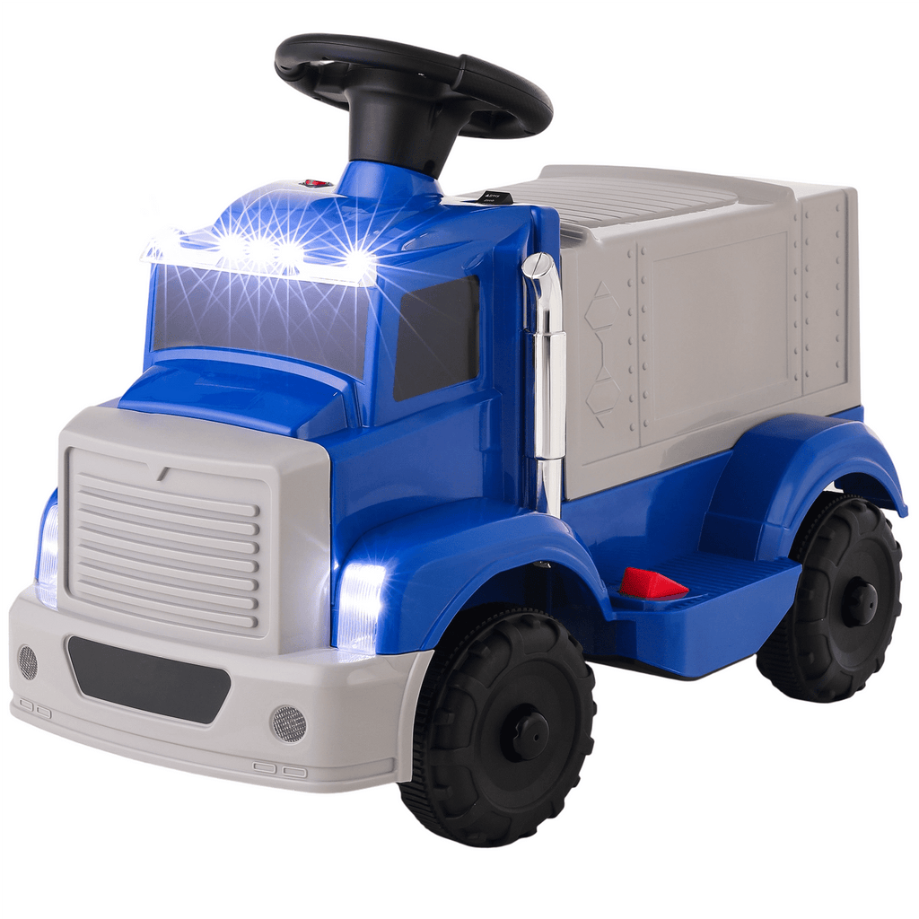 TLSUNNY 6V Kids Ride On Truck, Battery Powered Vehicle with Lights, Music Player, Cargo Storage, Horn, Pedal Drive for Toddlers, Blue