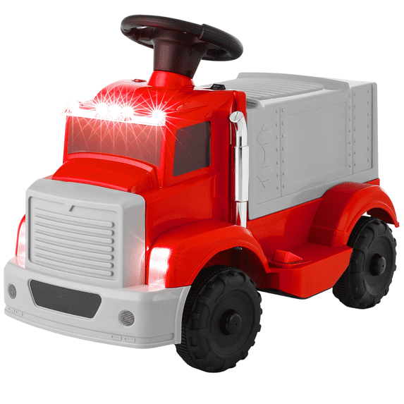 TLSUNNY 6V Kids Ride On Truck, Battery Powered Vehicle with Lights, Music Player, Cargo Storage, Horn, Pedal Drive for Toddlers, Blue
