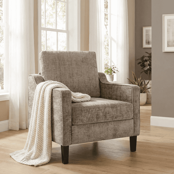 TLSUNNY Accent Chair, Mid Century Modern Reading Chair, Upholstered Armchair with Removable Cover, Comfy Single Sofa Side Chair for Office, Apartment, Small Room