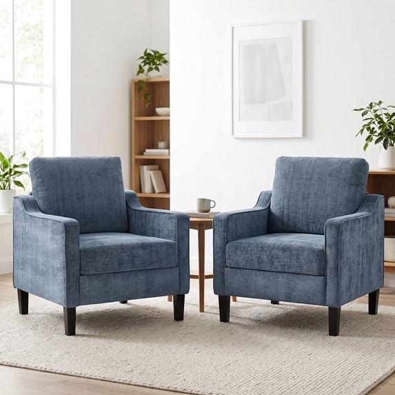TLSUNNY Accent Chair, Mid Century Modern Reading Chair, Upholstered Armchair with Removable Cover, Comfy Single Sofa Side Chair for Office, Apartment, Small Room