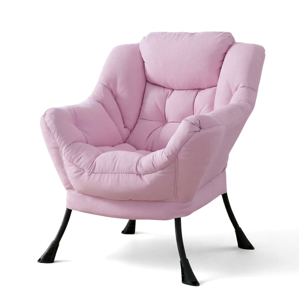 TLSUNNY Lazy Chair/ with Foldable Ottoman, Modern Lounge Reading Chair with Side Pocket, Upholstered Armchair for Living Room, Bedroom and Dorm