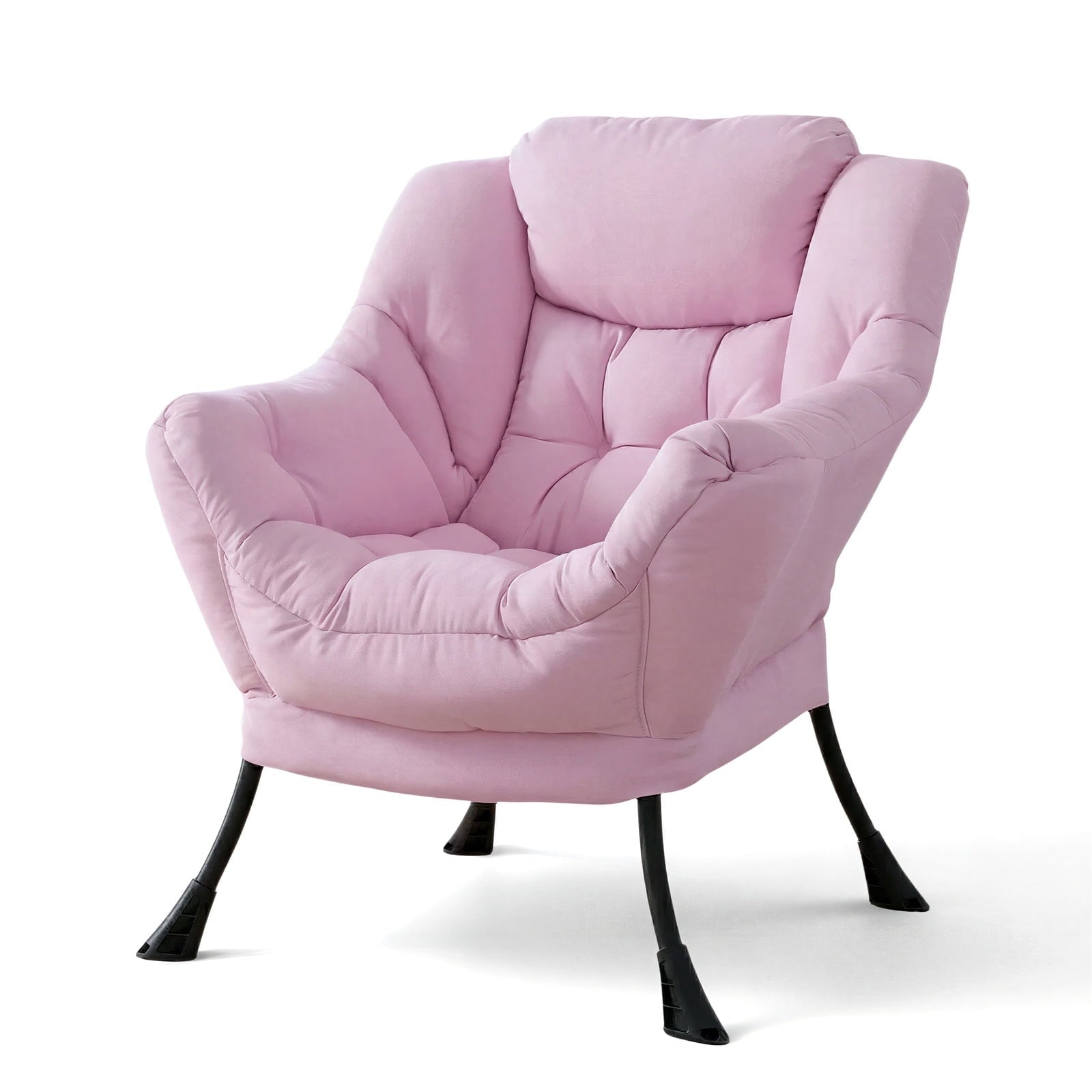 TLSUNNY Lazy Chair/ with Foldable Ottoman, Modern Lounge Reading Chair with Side Pocket, Upholstered Armchair for Living Room, Bedroom and Dorm