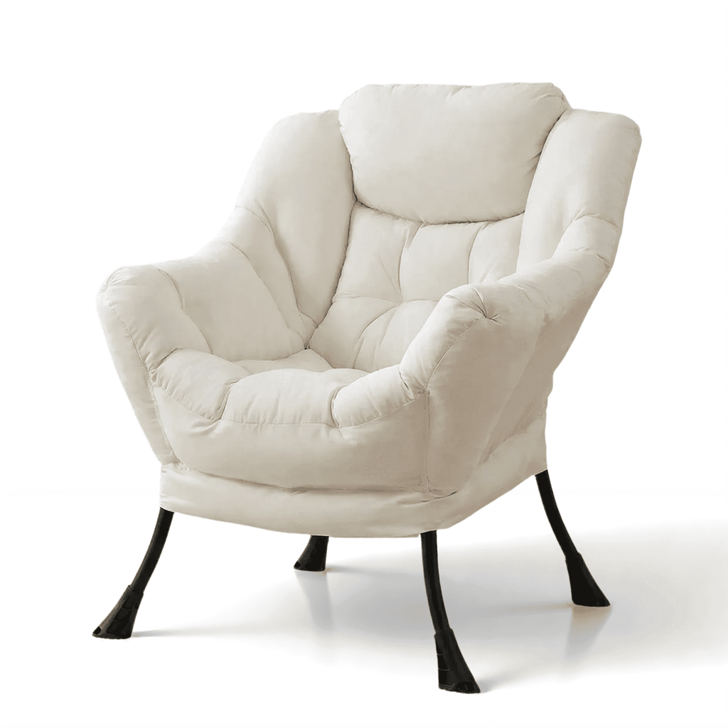 TLSUNNY Lazy Chair/ with Foldable Ottoman, Modern Lounge Reading Chair with Side Pocket, Upholstered Armchair for Living Room, Bedroom and Dorm