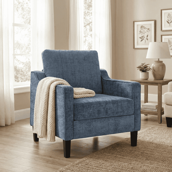 TLSUNNY Accent Chair, Mid Century Modern Reading Chair, Upholstered Armchair with Removable Cover, Comfy Single Sofa Side Chair for Office, Apartment, Small Room