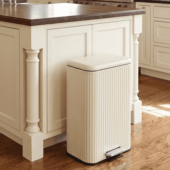 TLSUNNY Trash Can, 8/13 Gallon Garbage Can for Kitchen, with Lid, Pedal, and Removable Inner Bucket, Soft Close, Stainless Steel
