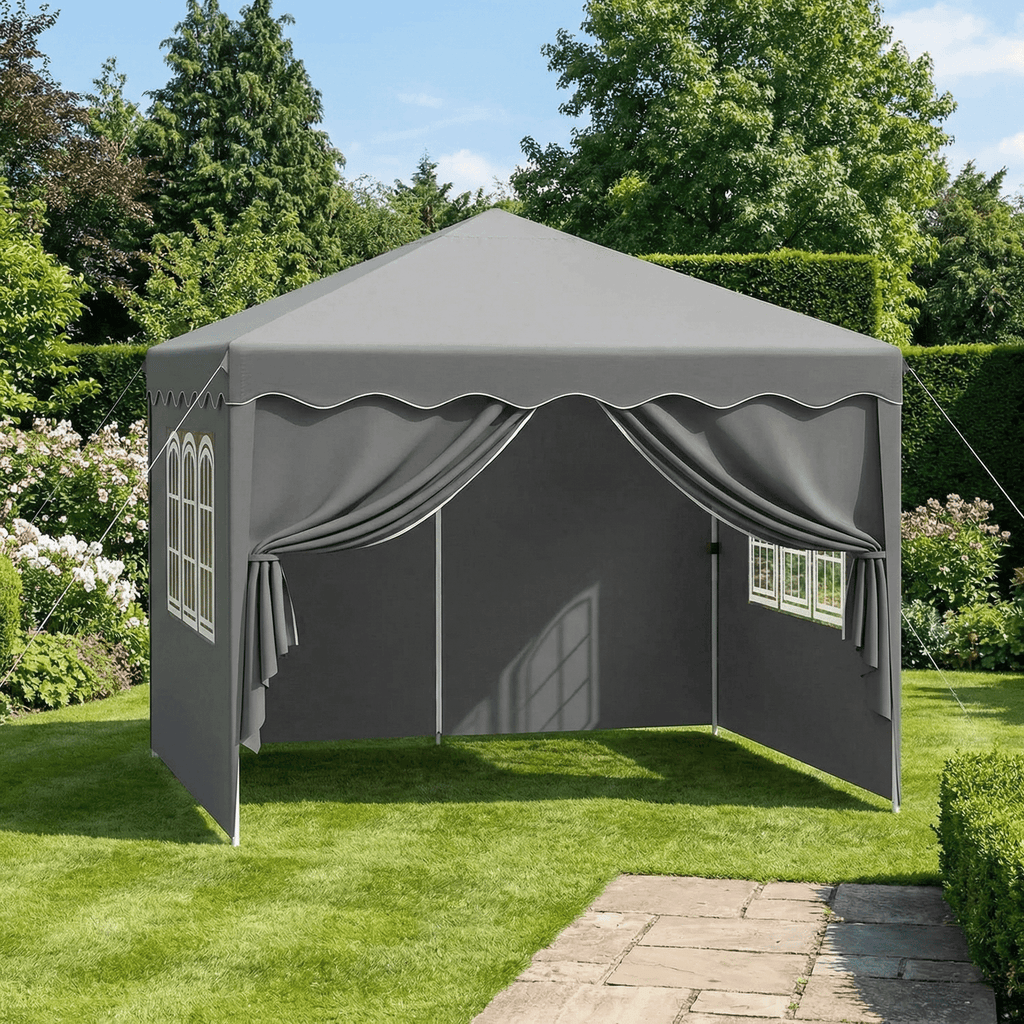 TLSUNNY 10x10' Pop up Canopy Tent, Outdoor Commercial Instant Canopy with 4 Sidewalls & Carrying Bag, Portable Gazebo for Market Event