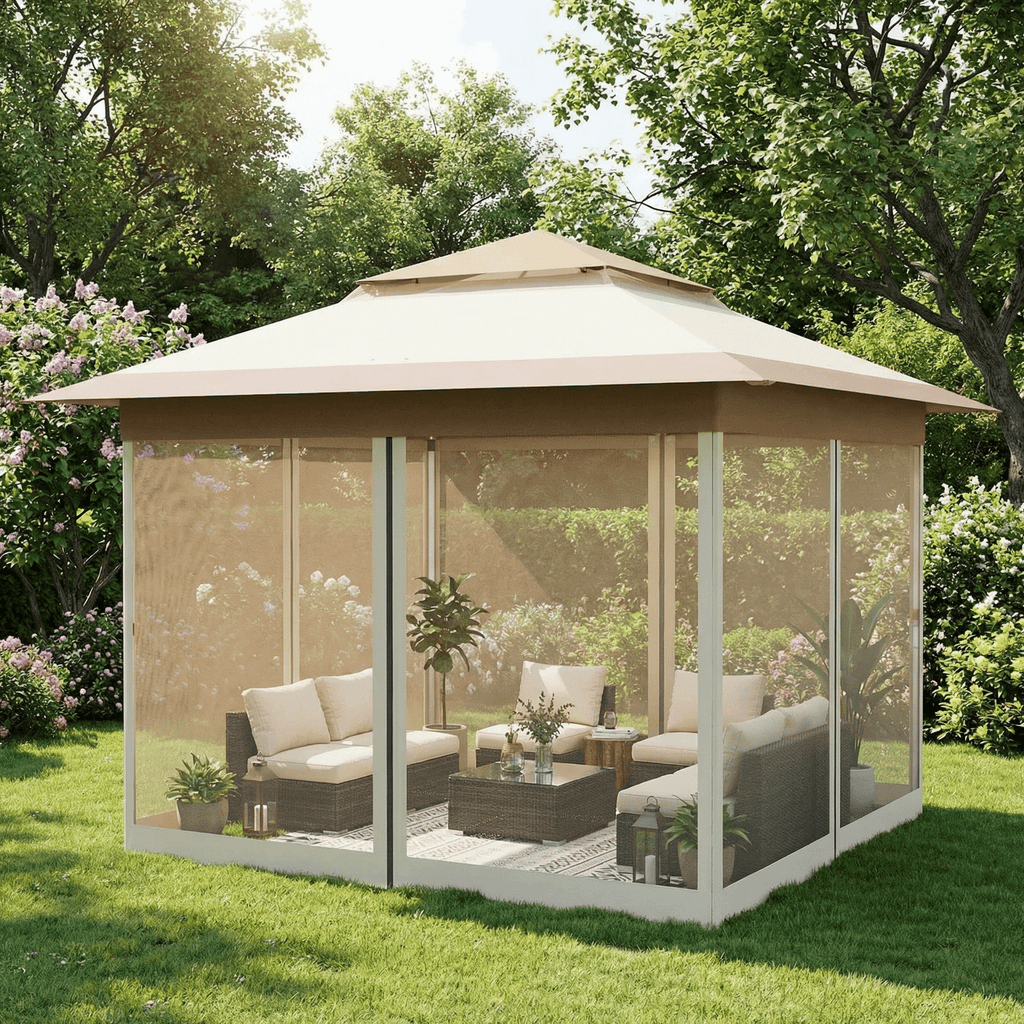 TLSUNNY Pop up Gazebo, 11'x11'/13'x13' Outdoor Canopy Tent with Nettings, Instant Folding Shelter, for Patio, Garden, Backyard