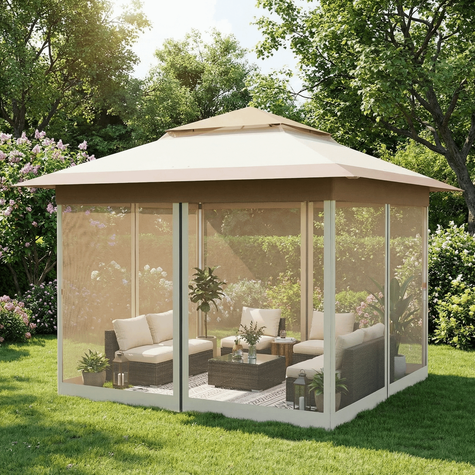 TLSUNNY Pop up Gazebo, 11'x11'/13'x13' Outdoor Canopy Tent with Nettings, Instant Folding Shelter, for Patio, Garden, Backyard