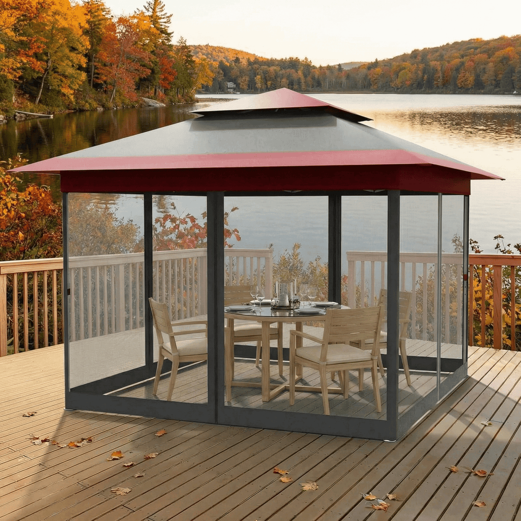TLSUNNY Pop up Gazebo, 11'x11'/13'x13' Outdoor Canopy Tent with Nettings, Instant Folding Shelter, for Patio, Garden, Backyard