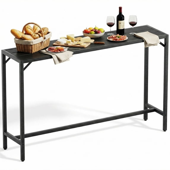 TLSUNNY Bar Table, 40"/47“/55“ Rectangular Pub Height Table, Sofa Console, Dining or Coffee Table for Narrow Spaces, Living Room, Sturdy Metal Frame, Easy Setup
