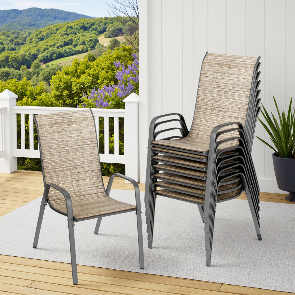 TLSUNNY Outdoor Patio Chairs Set of 4/6/8, Stackable & Heavy Duty for All-Weather Outdoor Dining Chairs, Backyard, Deck, Poolside, Restaurant Use