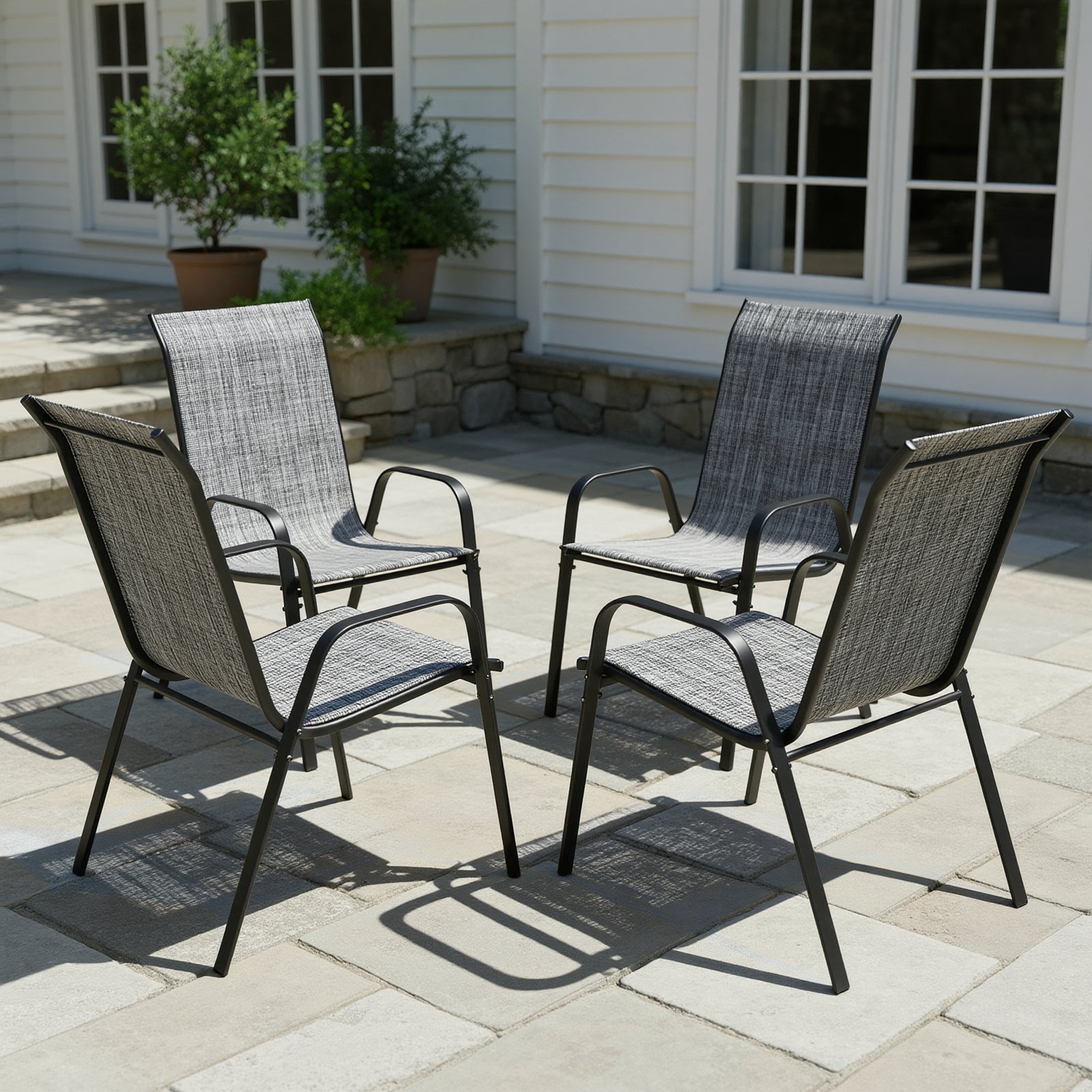 TLSUNNY Outdoor Patio Chairs Set of 4/6/8, Stackable & Heavy Duty for All-Weather Outdoor Dining Chairs, Backyard, Deck, Poolside, Restaurant Use