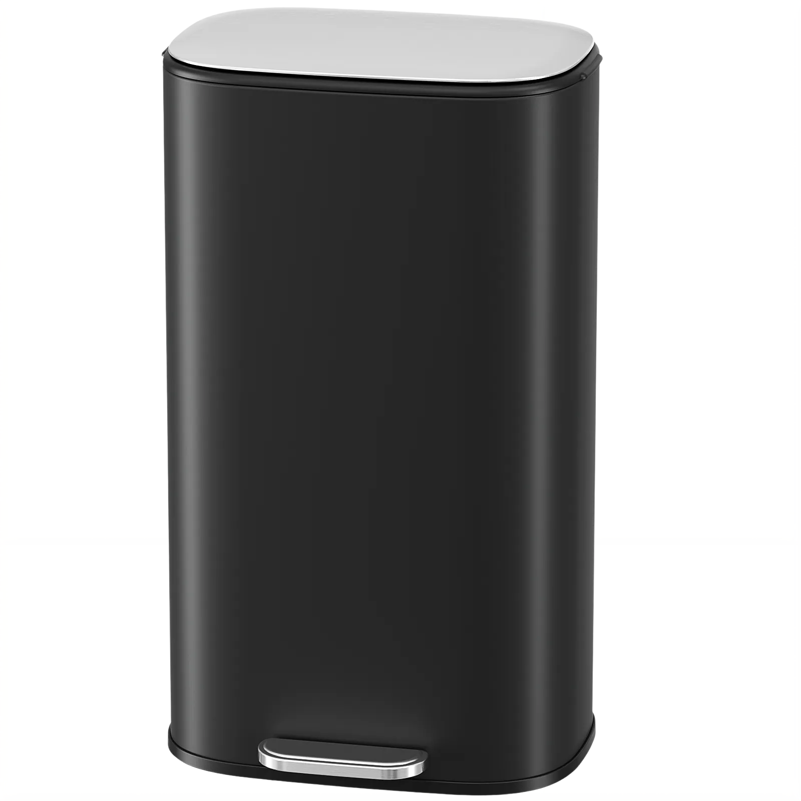 TLSUNNY 30L Step-On Oval Trash Can, 8 Gal Brushed Stainless Steel Garbage Bin with Slow-Close Lid & Handle for Kitchen/Bathroom