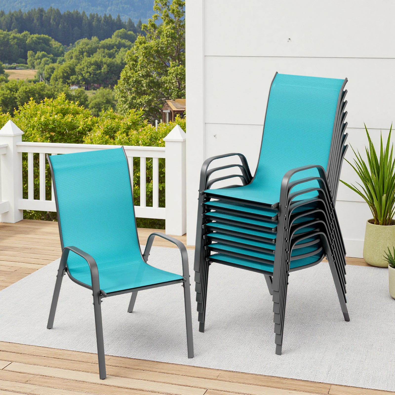TLSUNNY Outdoor Patio Chairs Set of 4/6/8, Stackable & Heavy Duty for All-Weather Outdoor Dining Chairs, Backyard, Deck, Poolside, Restaurant Use