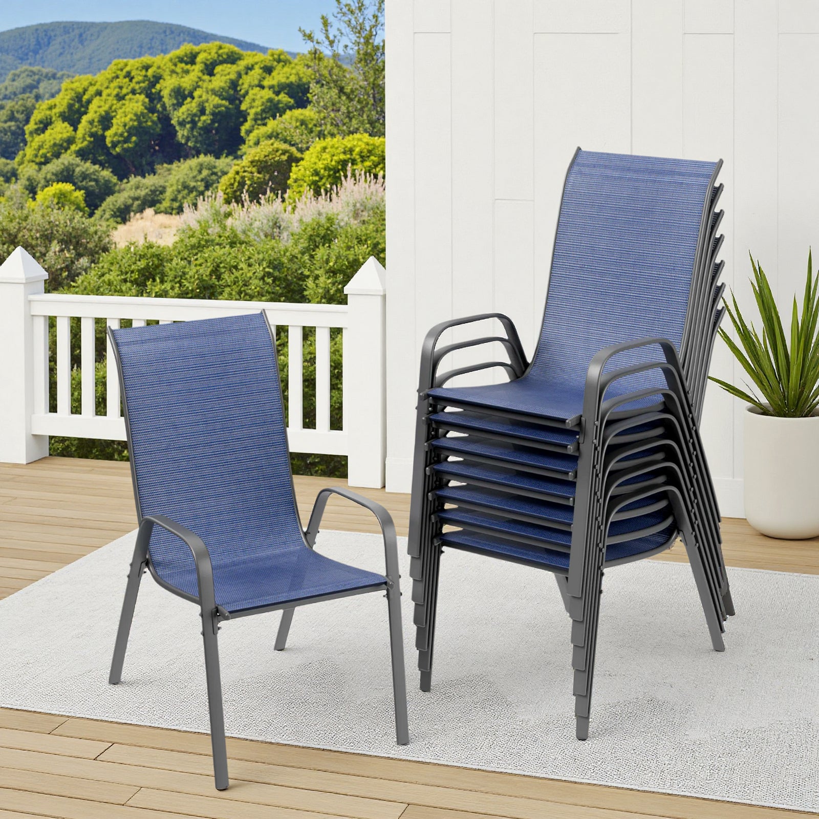 TLSUNNY Outdoor Patio Chairs Set of 4/6/8, Stackable & Heavy Duty for All-Weather Outdoor Dining Chairs, Backyard, Deck, Poolside, Restaurant Use