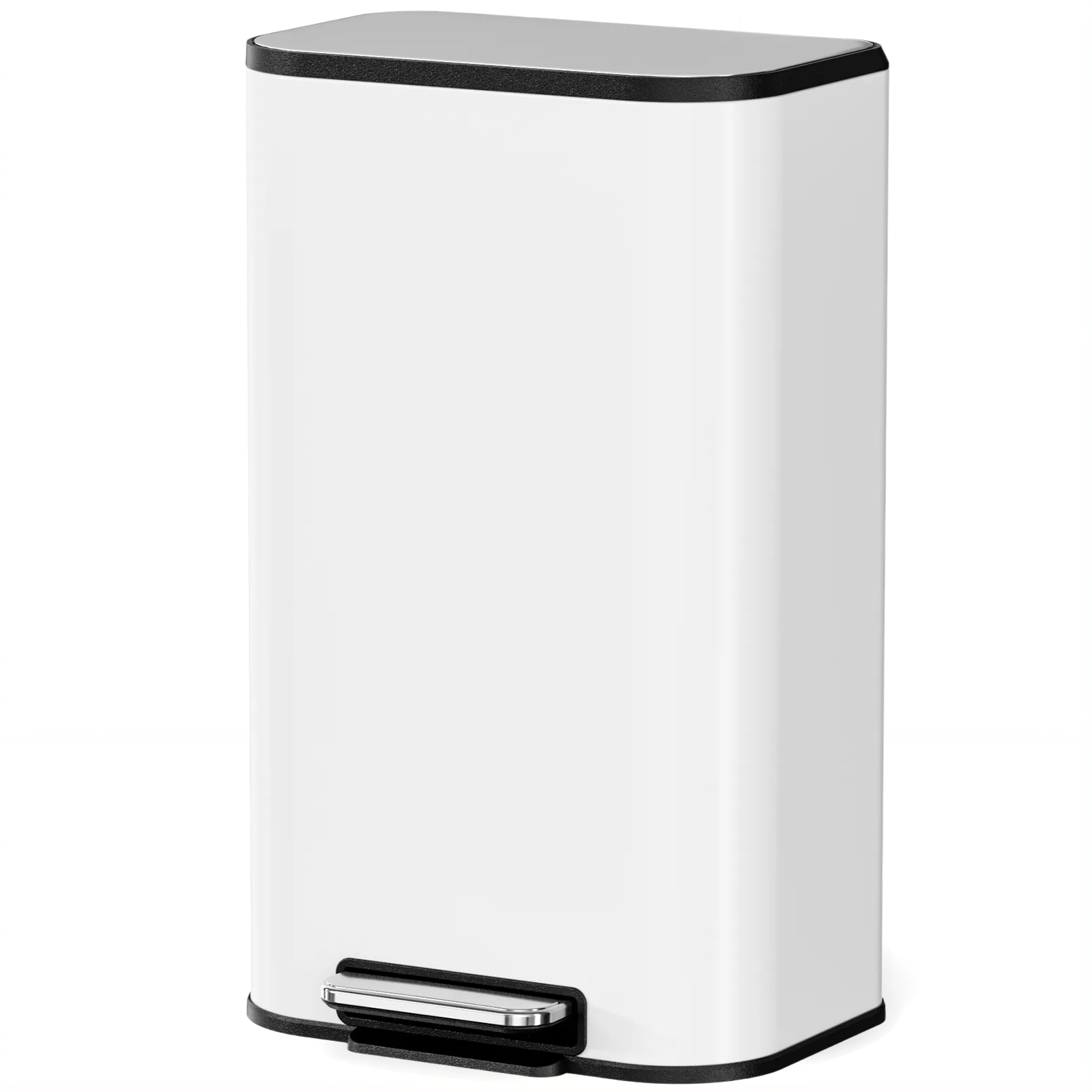 TLSUNNY 30/50L Square Step-On Trash Can, 8/13.2 Gal Fingerprint-Proof Stainless Steel Garbage Bin for Kitchen/Office
