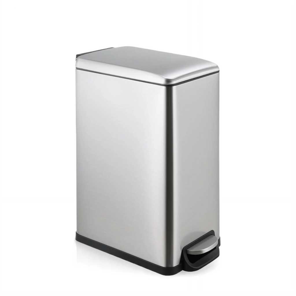 TLSUNNY 13.2 Gallon Stainless Steel Trash Can, with Silent Lid, Inner Bucket, Foot Pedal Trash Can, Suitable for Kitchen, Bathroom, Living Room