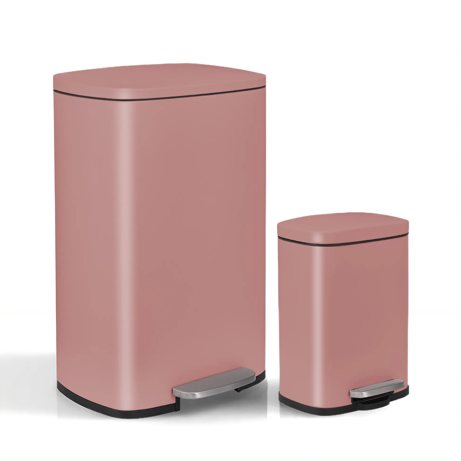 TLSUNNY 13.2 + 1.3 Gallon Kitchen Trash Can Combo, Stainless Steel Step Trash Can Set with Soft-Close Lid & Inner Bucket, for Home / Office