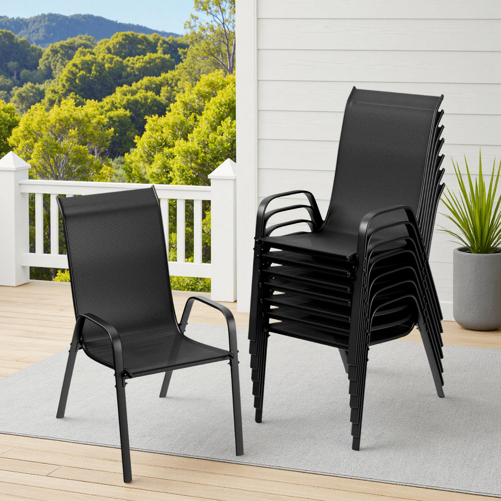 TLSUNNY Outdoor Patio Chairs Set of 4/6/8, Stackable & Heavy Duty for All-Weather Outdoor Dining Chairs, Backyard, Deck, Poolside, Restaurant Use