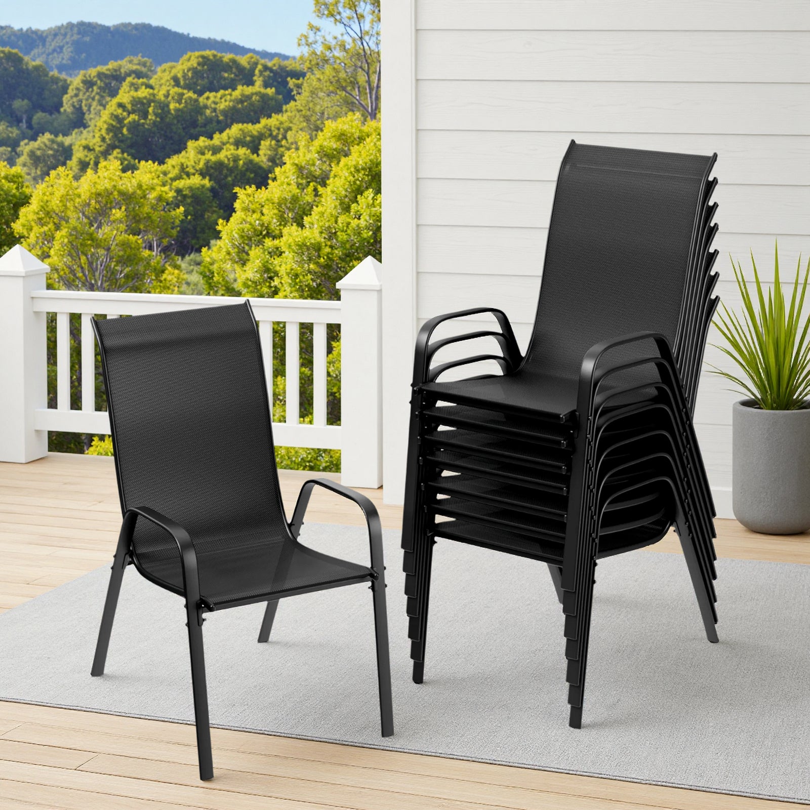 TLSUNNY Outdoor Patio Chairs Set of 4/6/8, Stackable & Heavy Duty for All-Weather Outdoor Dining Chairs, Backyard, Deck, Poolside, Restaurant Use