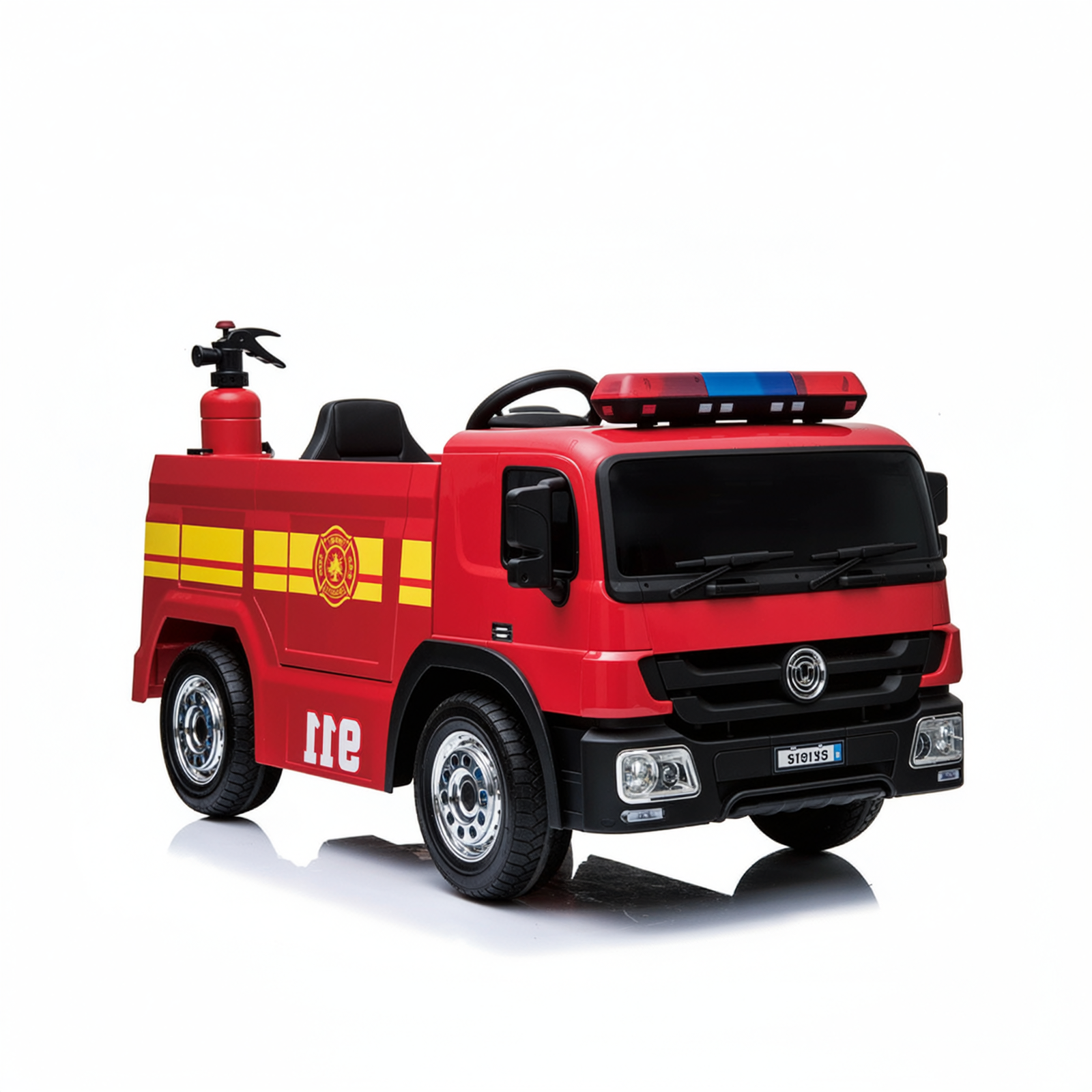 TLSUNNY 12V Ride on Fire Truck, w/Parent Remote Control,  Siren-Call, Flashing Lights, Fire Extinguishers, for Kids Age 3+