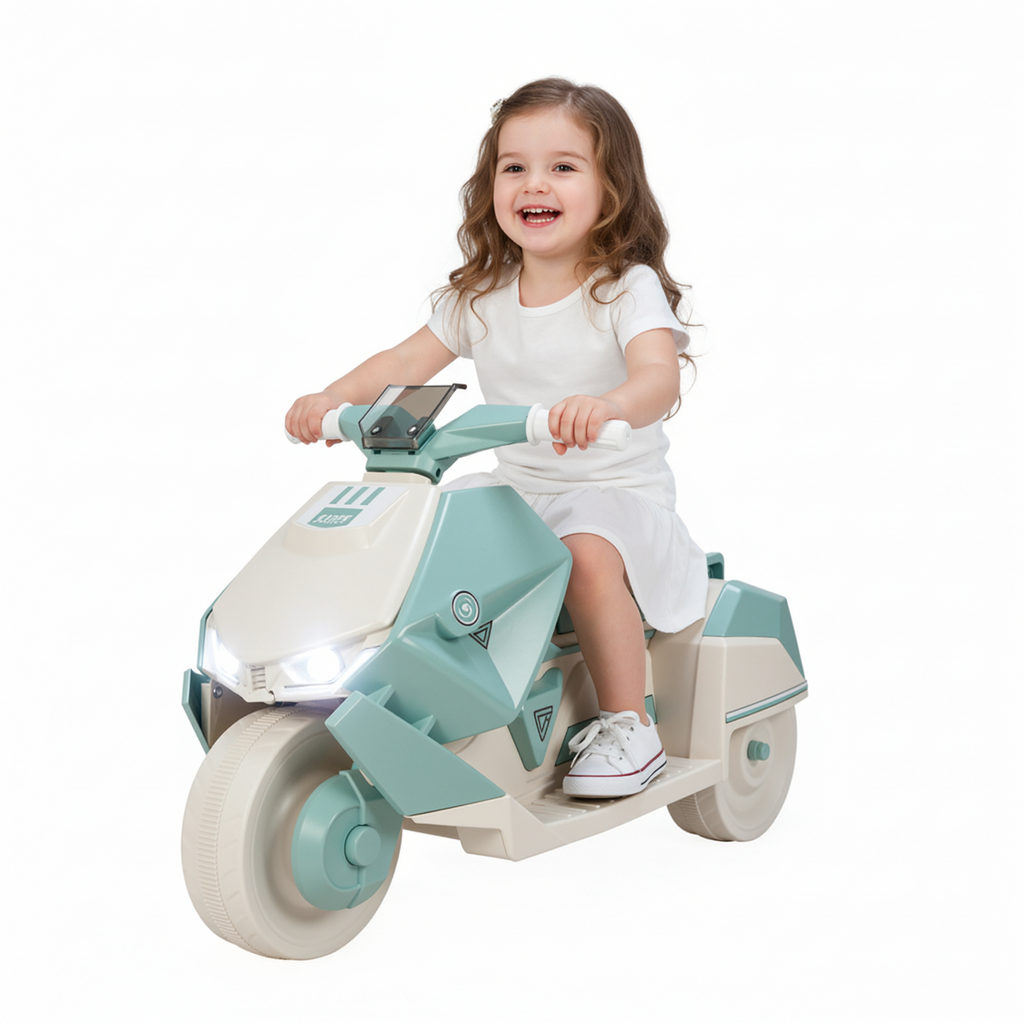 TLSUNNY Kids Ride-On Motorcycle, 6V Battery Powered with Non-Slip Tires & Sounds, Indoor/Outdoor Play Vehicle