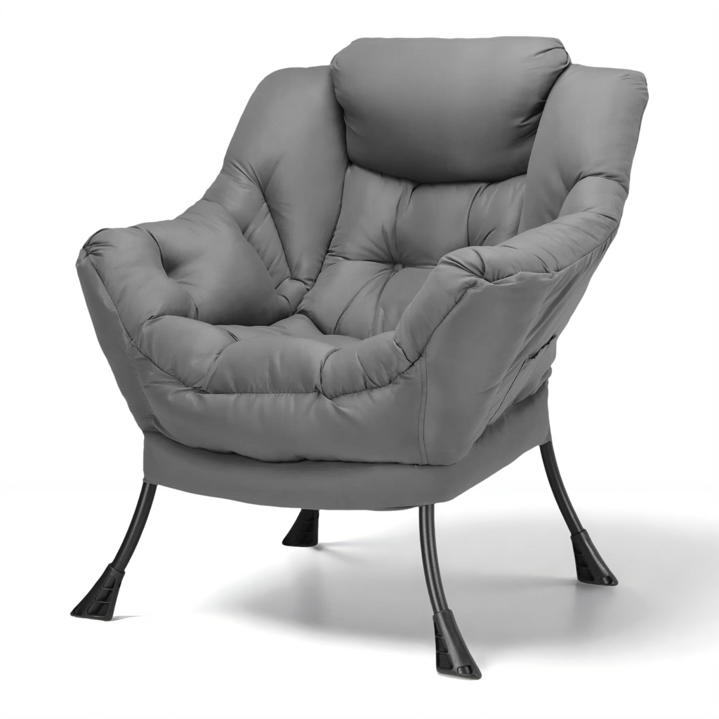 TLSUNNY Lazy Chair/ with Foldable Ottoman, Modern Lounge Reading Chair with Side Pocket, Upholstered Armchair for Living Room, Bedroom and Dorm