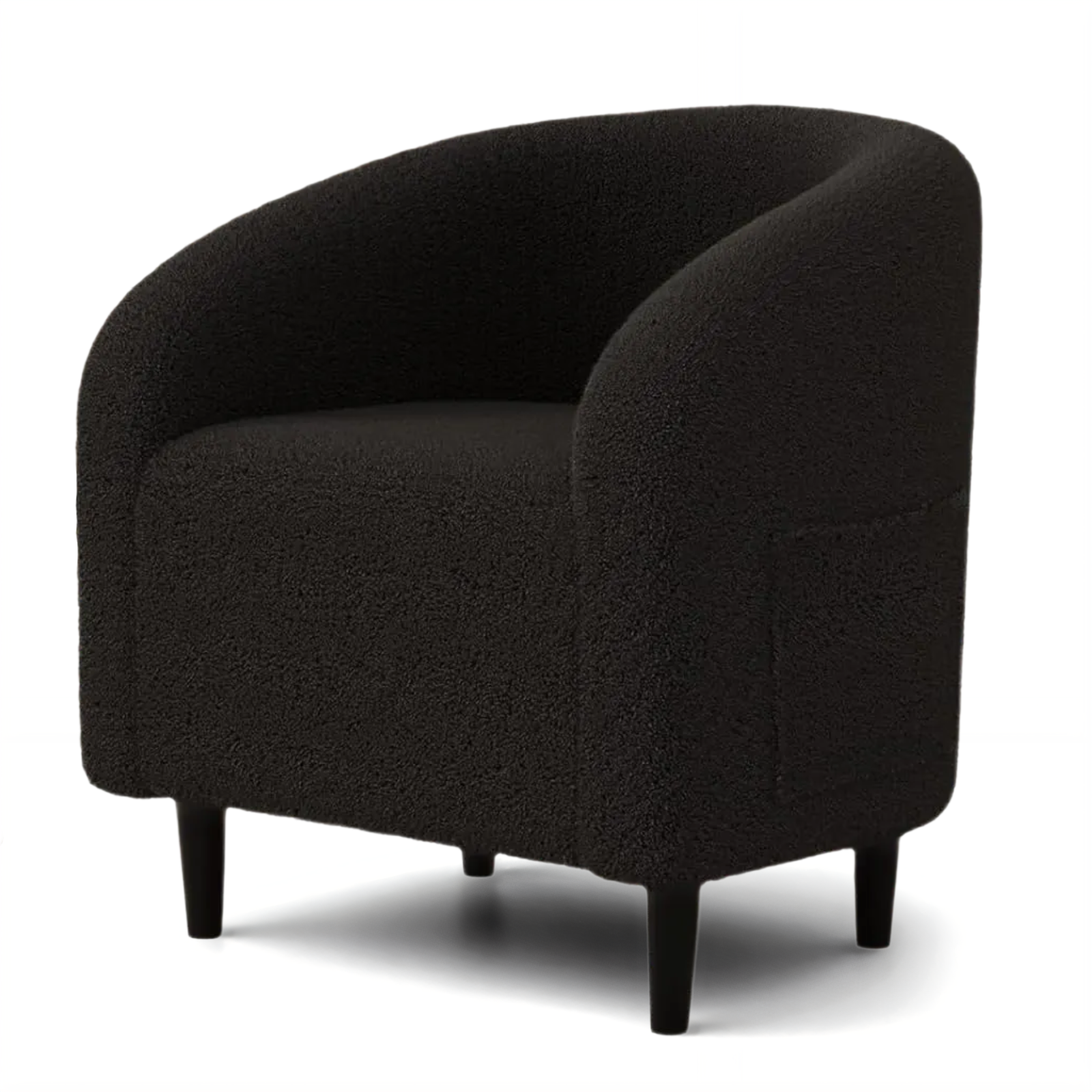 TLSUNNY Upholstered Club Chair Accent Barrel Chair, Teddy Fabric Upholstered Armchair with Side Pocket for Living Room/Bedroom