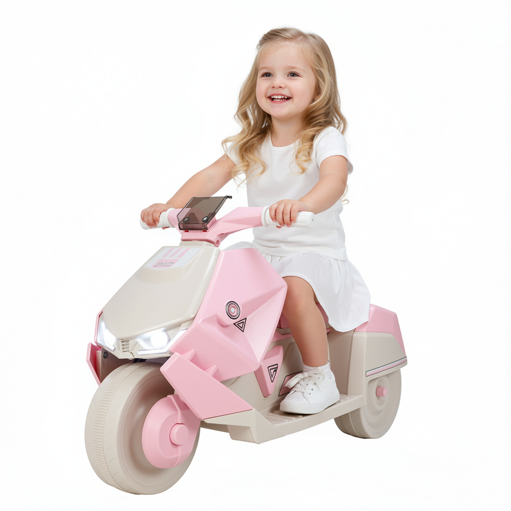 TLSUNNY Kids Ride-On Motorcycle, 6V Battery Powered with Non-Slip Tires & Sounds, Indoor/Outdoor Play Vehicle