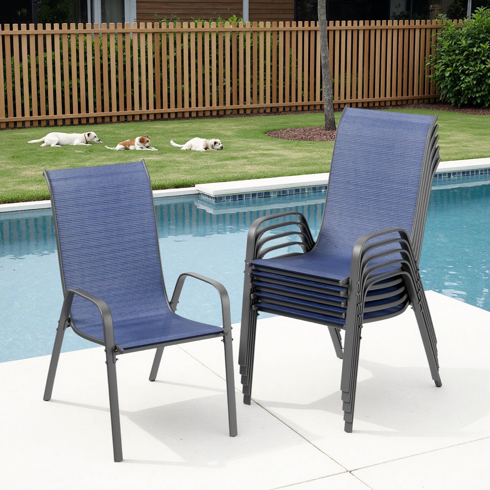 TLSUNNY Outdoor Patio Chairs Set of 4/6/8, Stackable & Heavy Duty for All-Weather Outdoor Dining Chairs, Backyard, Deck, Poolside, Restaurant Use