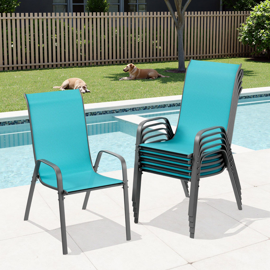 TLSUNNY Outdoor Patio Chairs Set of 4/6/8, Stackable & Heavy Duty for All-Weather Outdoor Dining Chairs, Backyard, Deck, Poolside, Restaurant Use