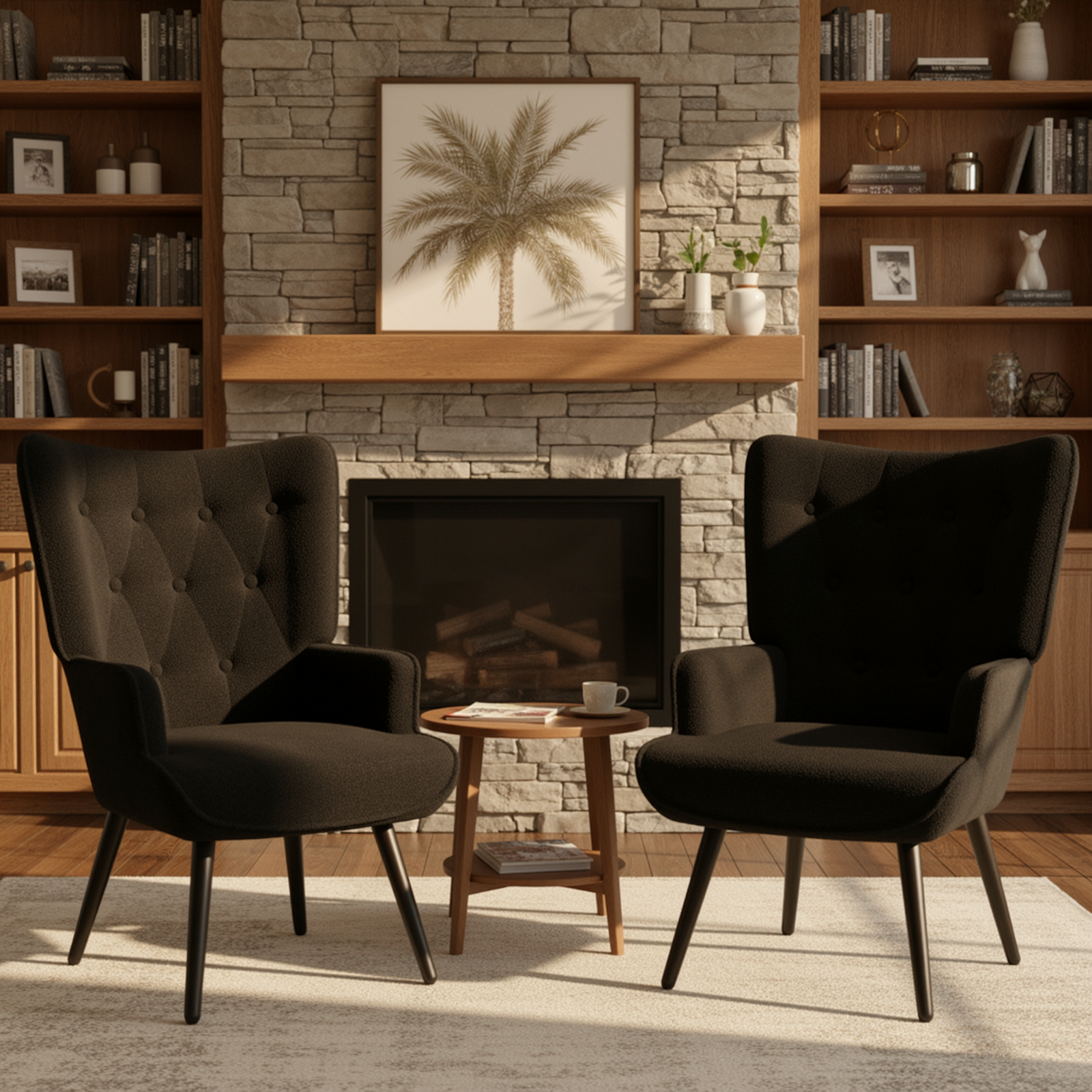 TLSUNNY Accent Chair, Comfy Upholstered Armchair with Metal Legs, High Backrest Living Room Chair, Wingback Chair Mid Century Modern for Living Room/Vanity/Bedroom