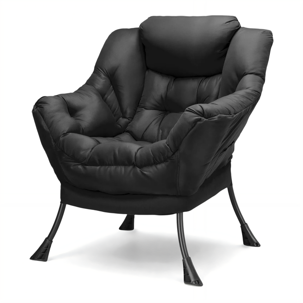TLSUNNY Lazy Chair/ with Foldable Ottoman, Modern Lounge Reading Chair with Side Pocket, Upholstered Armchair for Living Room, Bedroom and Dorm