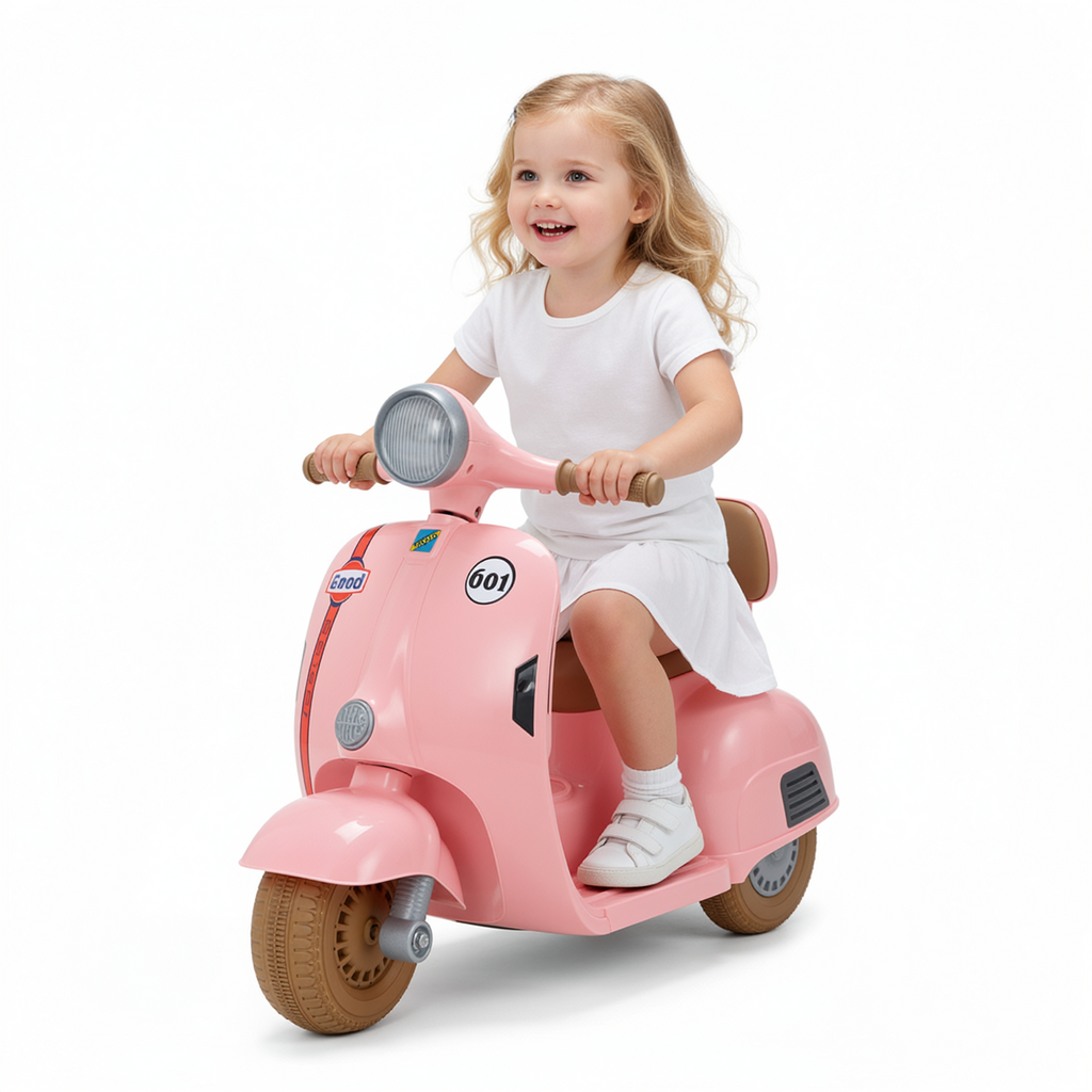 TLSUNNY Kids 6V Ride-On Motorcycle, with LED Headlight & Music, Battery Powered Toddler Motorcycle, for Toddlers Ages 3+