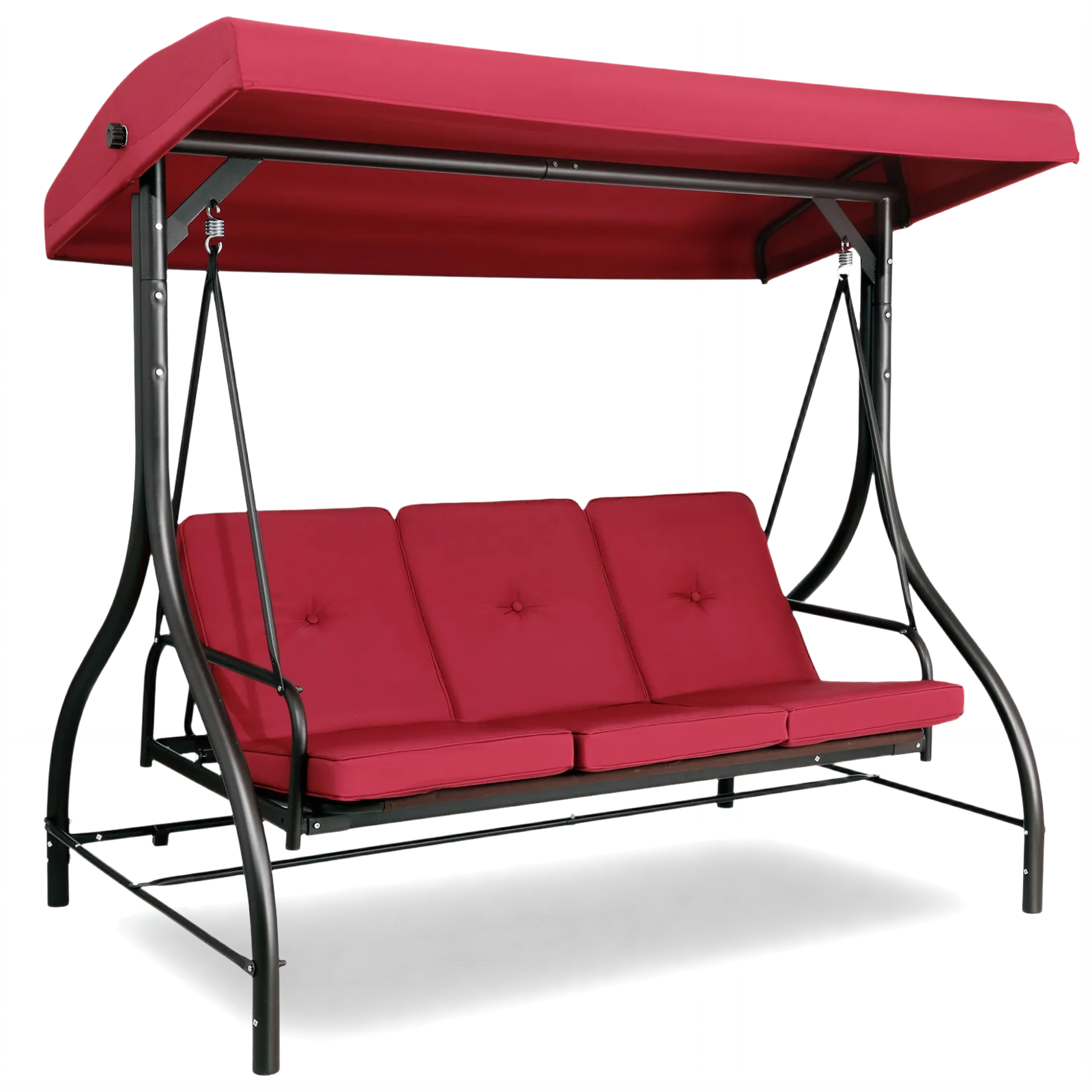 TLSUNNY Canopy Swing Chair Set, 3-Seat Outdoor Swing Chair with Stand & Removable Seat Cushion, for Patio, Backyard, Balcony Relaxation, Supports 750lbs