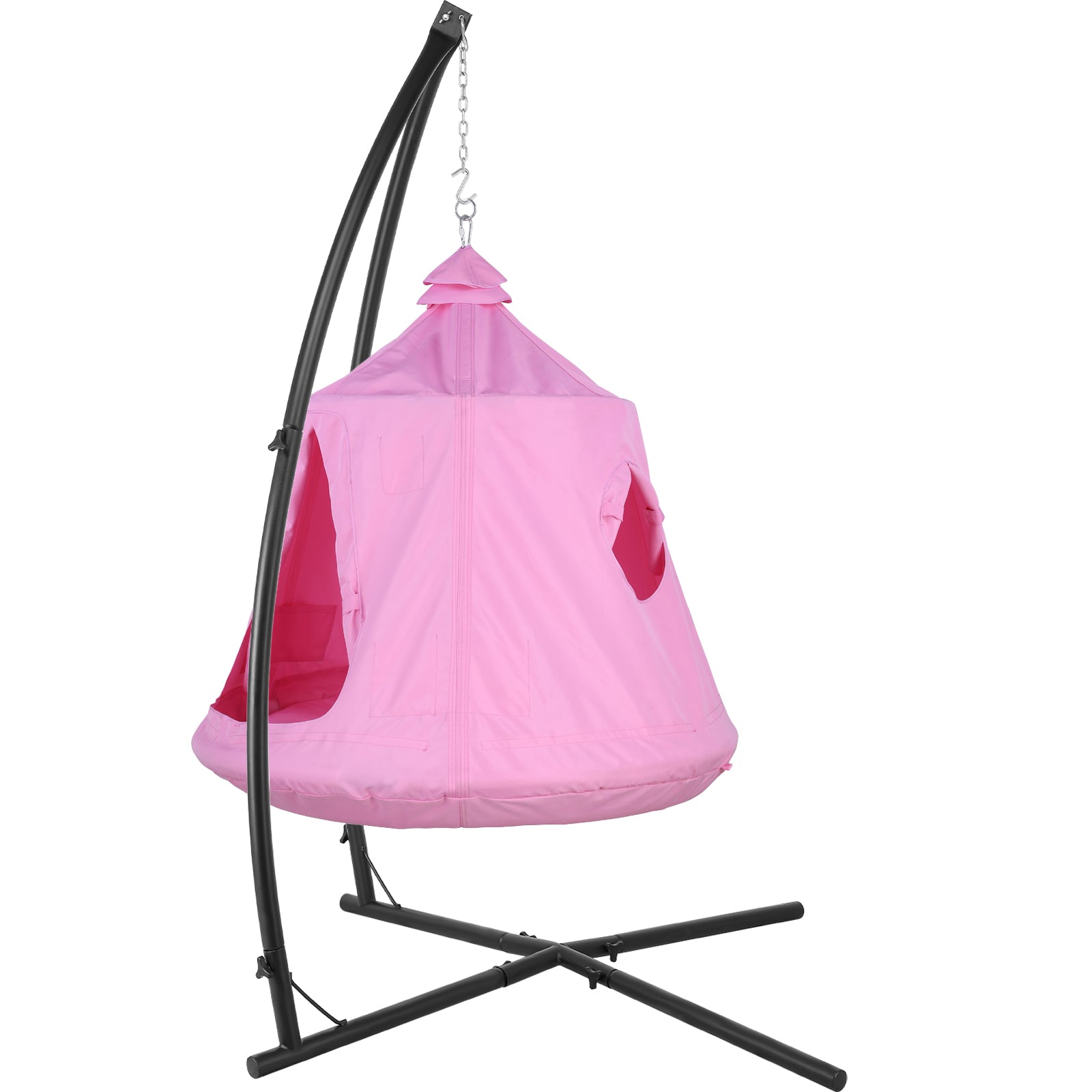 TLSUNNY Hanging Tree Tent Combo with Steel Stand & Adjustable Hammock Chair, for Balcony, Porch