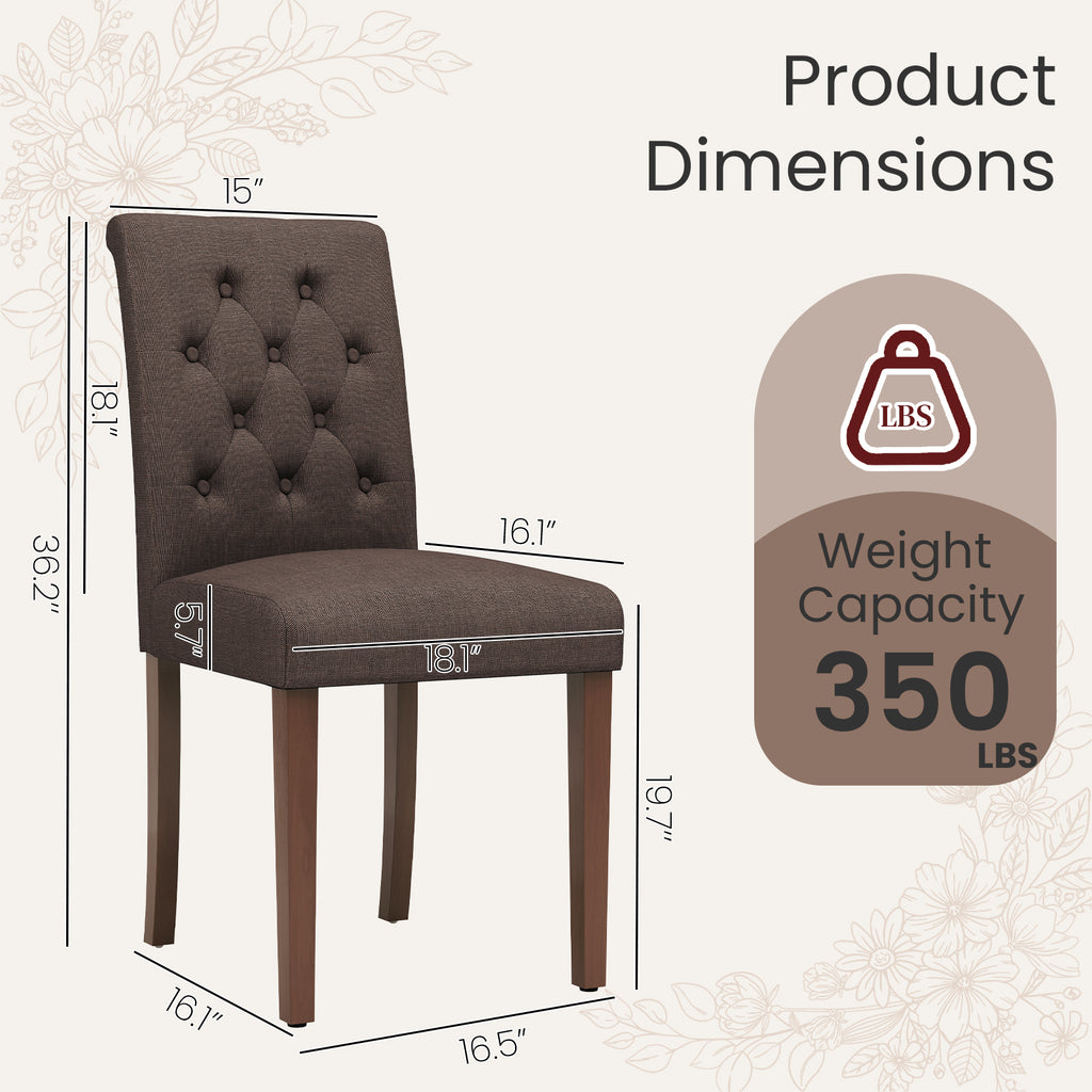 TLSUNNY Upholstered Dining Chairs Set of 2/4, Tufted Parsons Fabric Side Chairs with Solid Wood Legs, for Dining Room, Kitchen