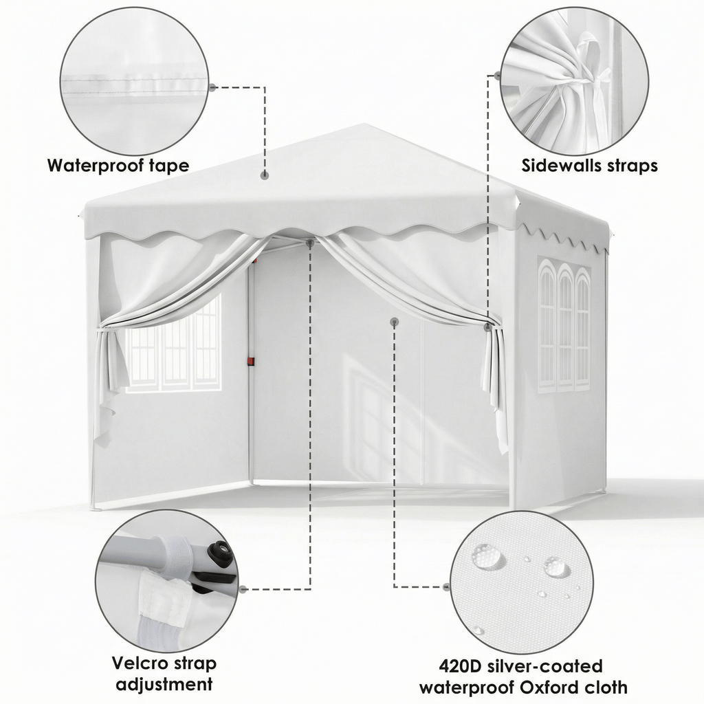 TLSUNNY 10x10' Pop up Canopy Tent, Outdoor Commercial Instant Canopy with 4 Sidewalls & Carrying Bag, Portable Gazebo for Market Event