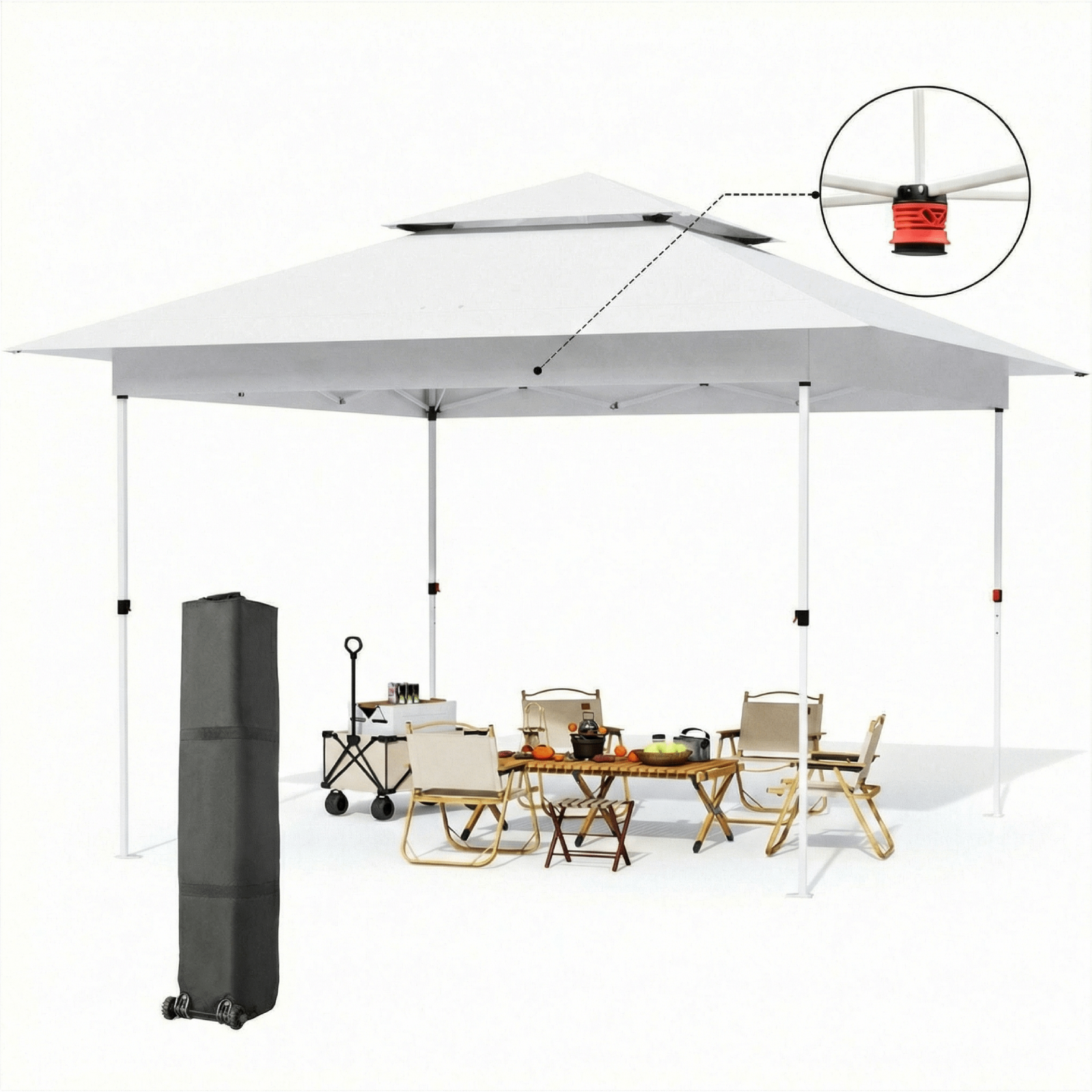 TLSUNNY 12x12 ft Pop-up Canopy Tent, Outdoor Commercial Height Adjustable Canopy, 144 sq.ft Sun Shade, Patio Gazebo for Backyard Events