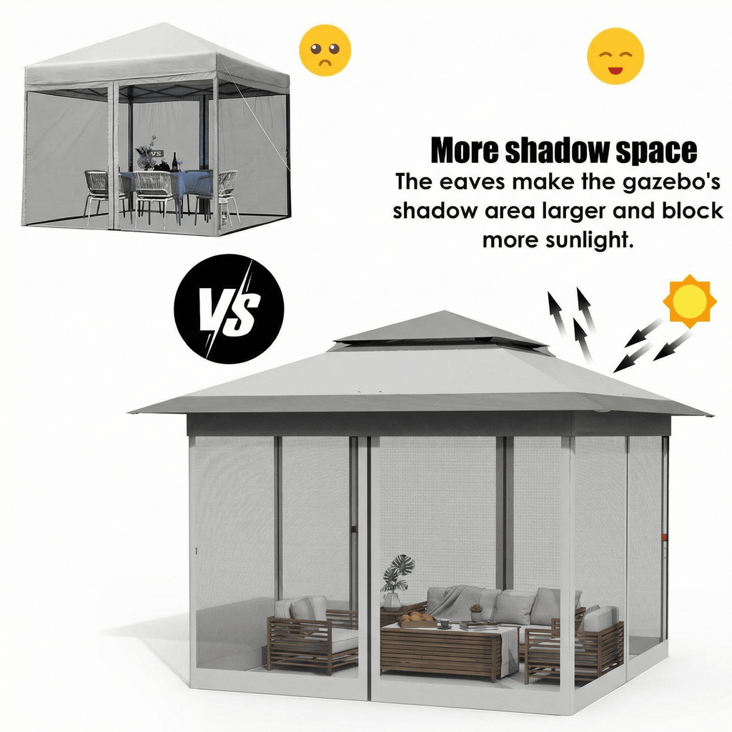 TLSUNNY Pop up Gazebo, 11'x11'/13'x13' Outdoor Canopy Tent with Nettings, Instant Folding Shelter, for Patio, Garden, Backyard