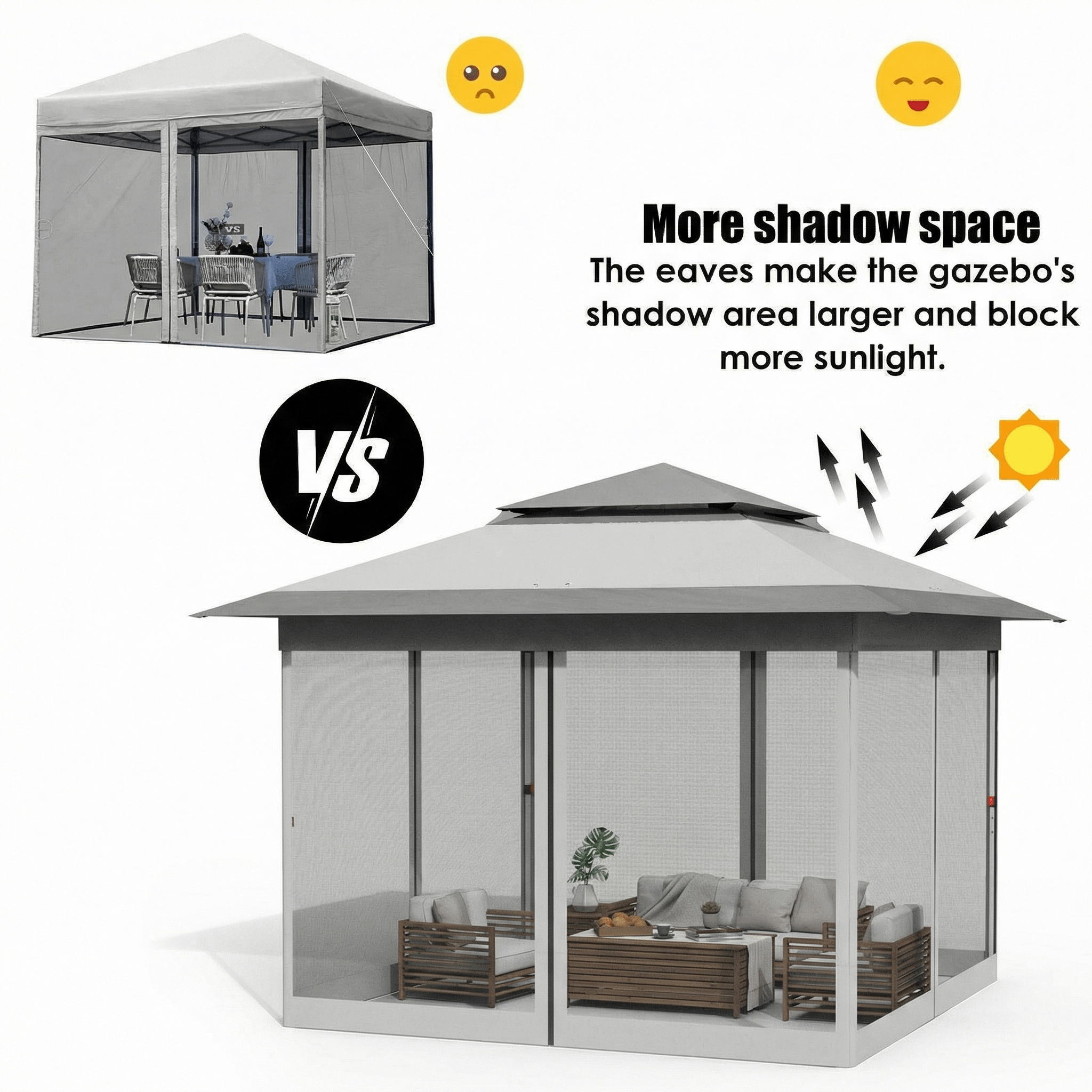 TLSUNNY Pop up Gazebo, 11'x11'/13'x13' Outdoor Canopy Tent with Nettings, Instant Folding Shelter, for Patio, Garden, Backyard