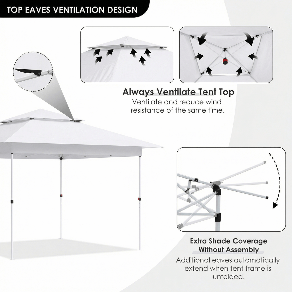TLSUNNY 12x12 ft Pop-up Canopy Tent, Outdoor Commercial Height Adjustable Canopy, 144 sq.ft Sun Shade, Patio Gazebo for Backyard Events