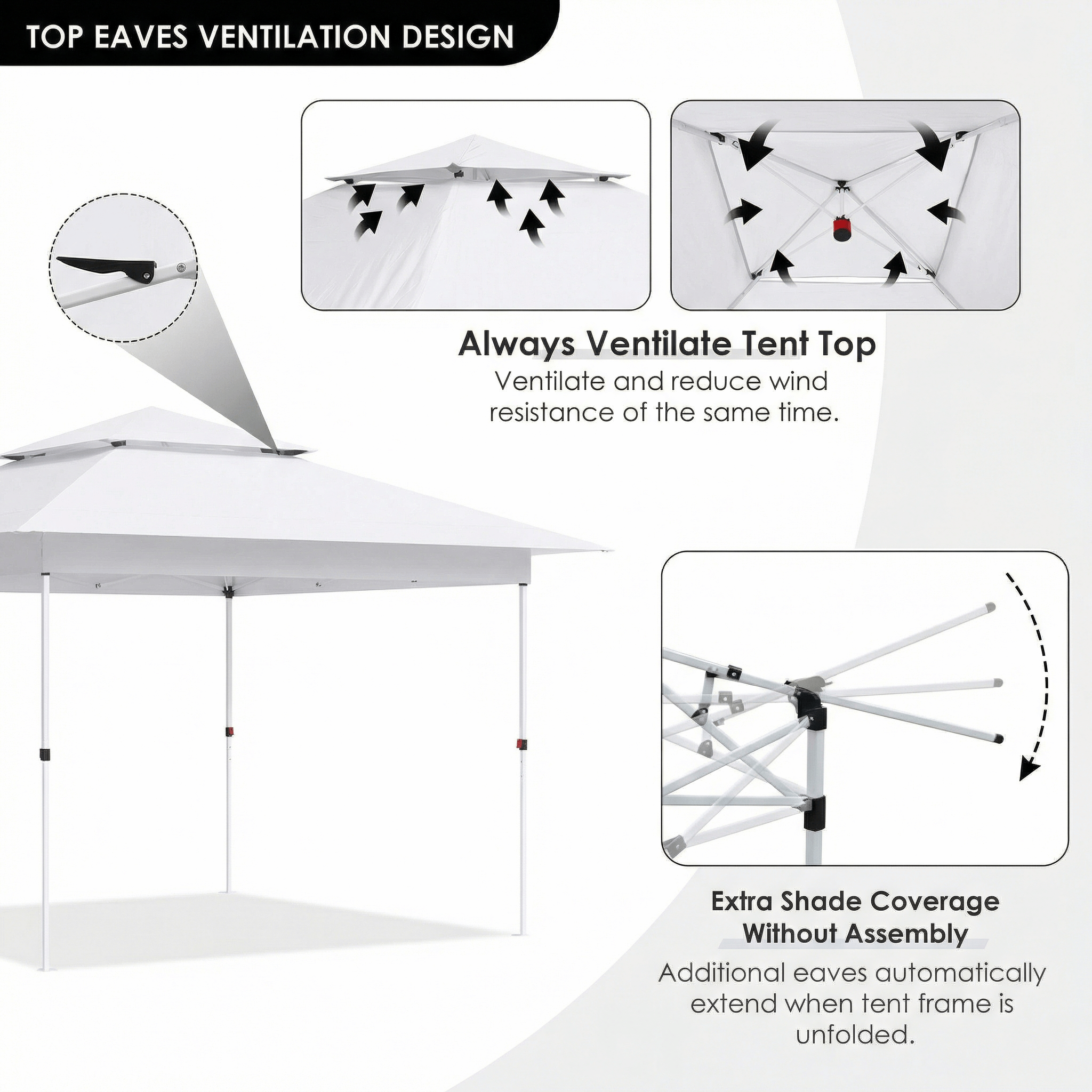 TLSUNNY 12x12 ft Pop-up Canopy Tent, Outdoor Commercial Height Adjustable Canopy, 144 sq.ft Sun Shade, Patio Gazebo for Backyard Events