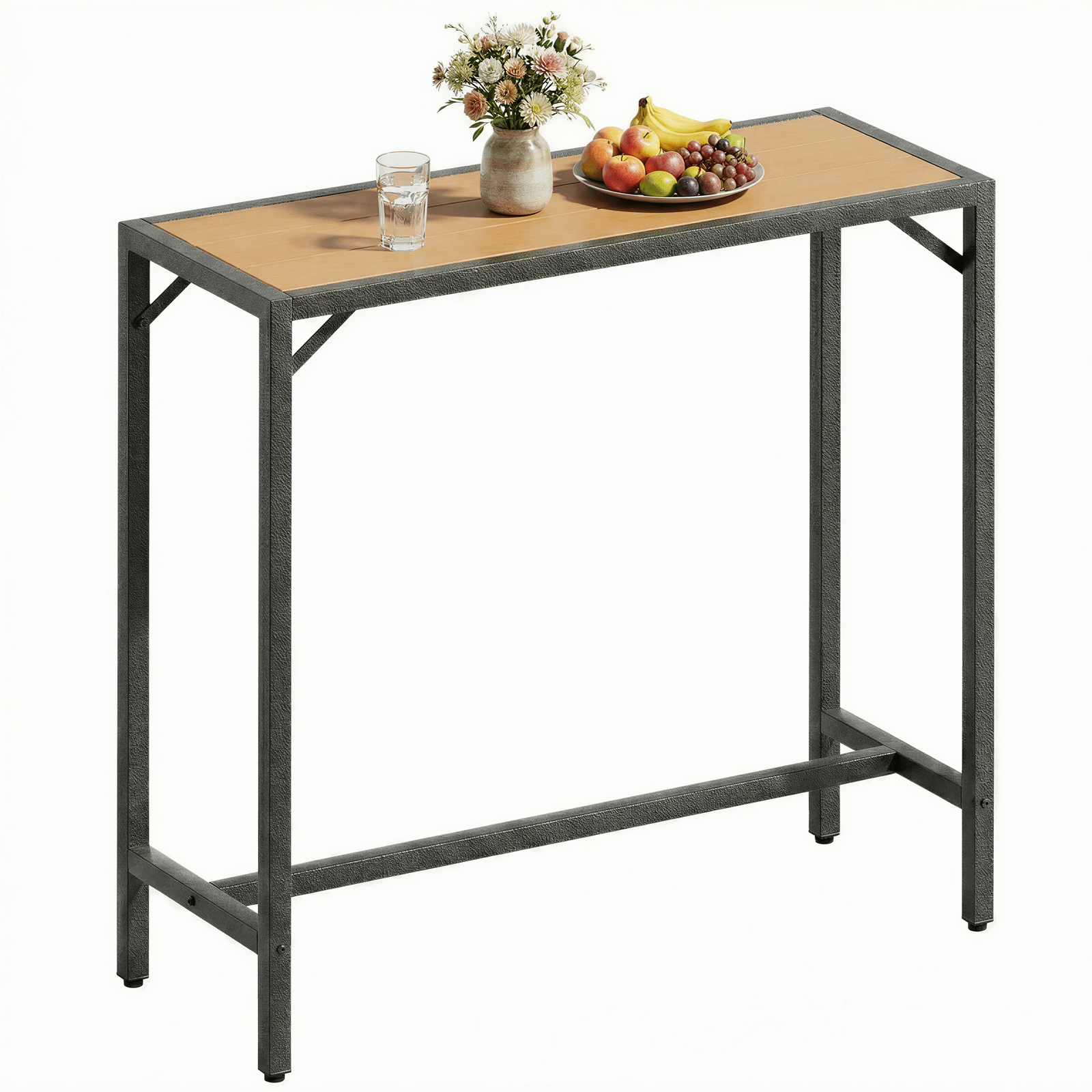 TLSUNNY Bar Table, 40"/47“/55“ Rectangular Pub Height Table, Sofa Console, Dining or Coffee Table for Narrow Spaces, Living Room, Sturdy Metal Frame, Easy Setup