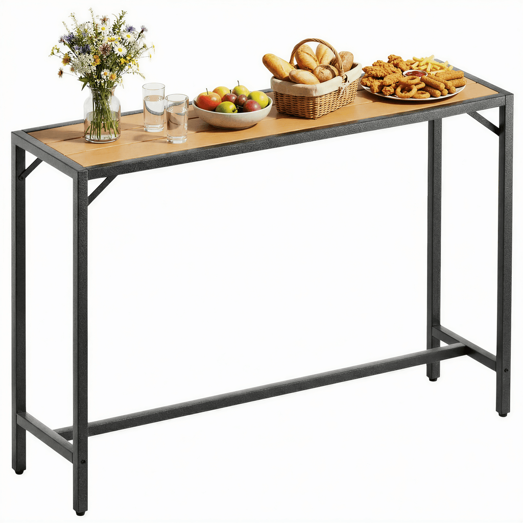 TLSUNNY Bar Table, 40"/47“/55“ Rectangular Pub Height Table, Sofa Console, Dining or Coffee Table for Narrow Spaces, Living Room, Sturdy Metal Frame, Easy Setup