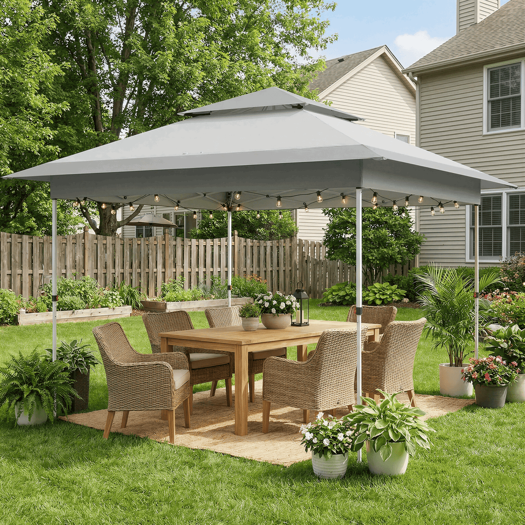 TLSUNNY 12x12 ft Pop-up Canopy Tent, Outdoor Commercial Height Adjustable Canopy, 144 sq.ft Sun Shade, Patio Gazebo for Backyard Events