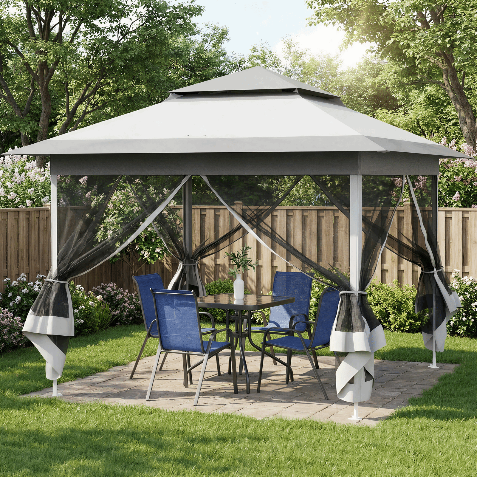 TLSUNNY Pop up Gazebo, 11'x11'/13'x13' Outdoor Canopy Tent with Nettings, Instant Folding Shelter, for Patio, Garden, Backyard