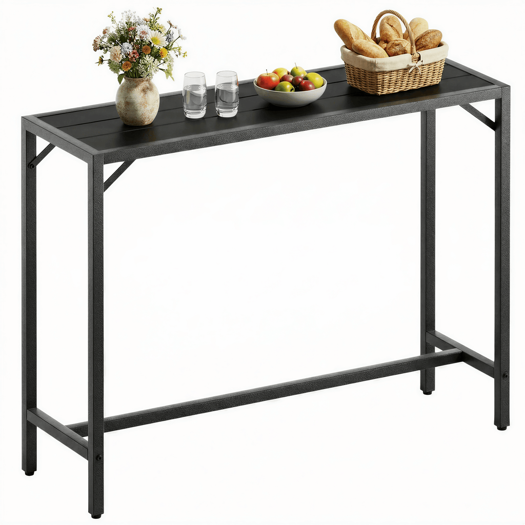 TLSUNNY Bar Table, 40"/47“/55“ Rectangular Pub Height Table, Sofa Console, Dining or Coffee Table for Narrow Spaces, Living Room, Sturdy Metal Frame, Easy Setup